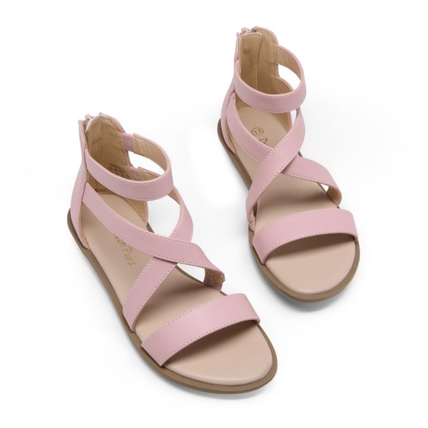 Girls Strappy Gladiator Flat Sandals - PINK - 1